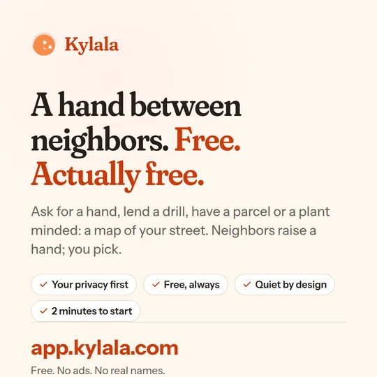 The square card: the headline, one line and the address app.kylala.com.